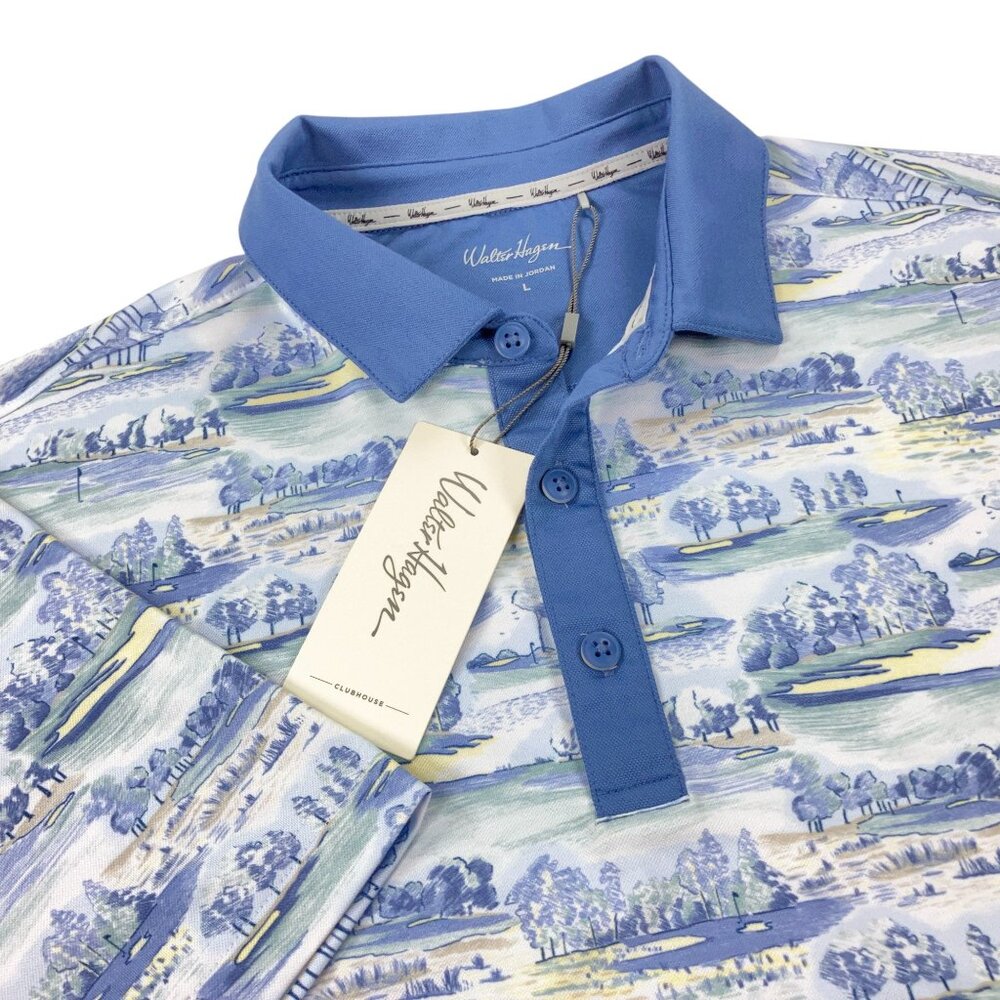 Walter Hagen Clubhouse Country Club Golf Polo Mens L, XL, XXL White/Blue NWT